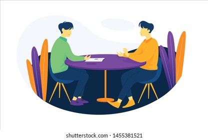 illustration of people on interview process