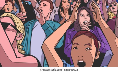 Illustration of people partying in color