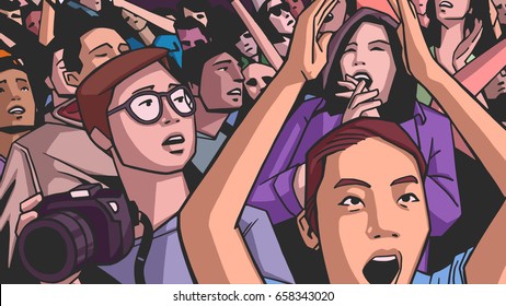 Illustration of people partying in color