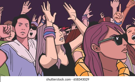 Illustration of people partying in color