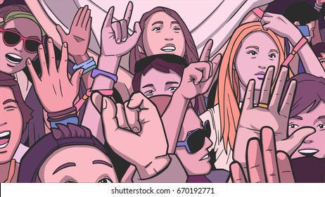 Illustration of people partying in color