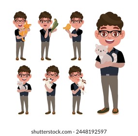 Illustration of people with pets