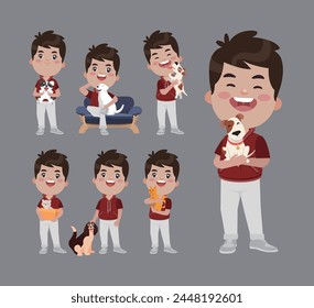 Illustration of people with pets
