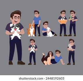 Illustration of people with pets