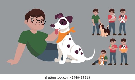 Illustration von Menschen mit Haustieren