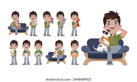 Illustration of people with pets