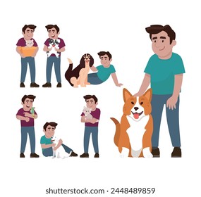 Illustration of people with pets