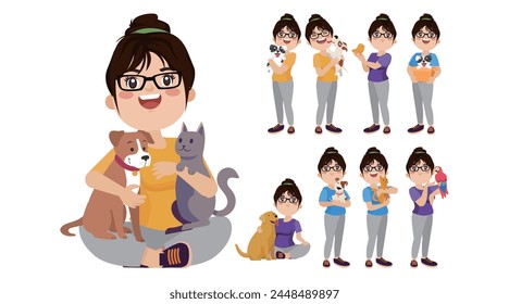 Illustration of people with pets