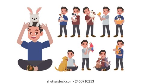 Illustration of people with pets