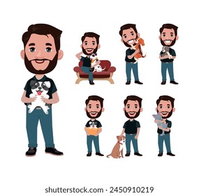 Illustration of people with pets