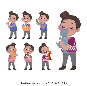 Illustration of people with pets