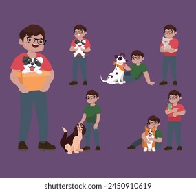 Illustration of people with pets