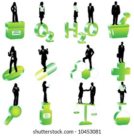 Illustration of people and pharmacy