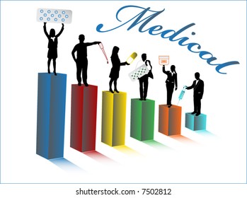 Illustration of people and pharmacy