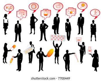 Illustration of people and pharmacy