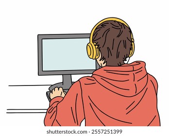 ILLUSTRATION OF PEOPLE PLAYING COOL AND UNIQUE COMPUTER GAMES. VECTOR FILES