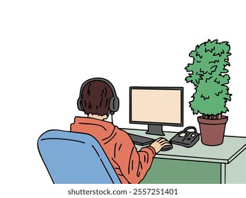 ILLUSTRATION OF PEOPLE PLAYING COOL AND UNIQUE COMPUTER GAMES. VECTOR FILES