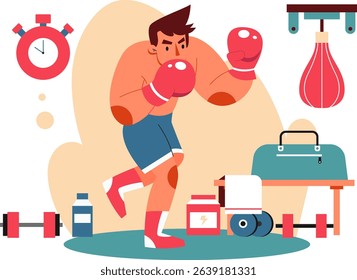 Illustration of people practicing boxing