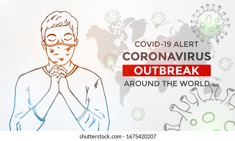 illustration of people praying to avoid viruses