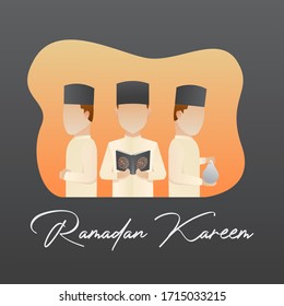illustration of people praying during Ramadan. islamic avatar design