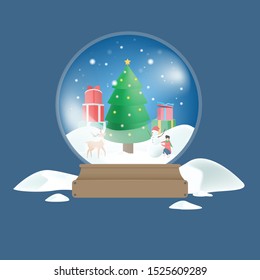 illustration of  people preparing for christmas. Man woman reindeer decorating christmas tree.