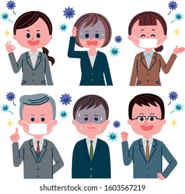 Illustration of people preventing and not preventing colds