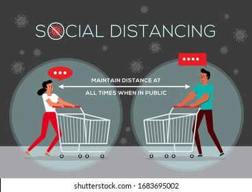 An illustration of People in Queue, Social Distancing Concept