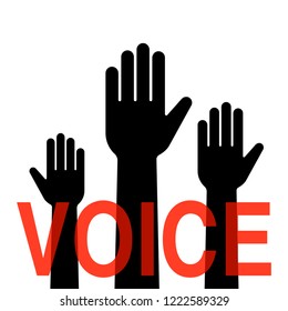 Illustration of people raising hands