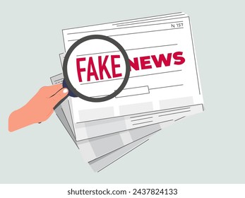 An illustration of People reading fake news background. Disinformation, Spreading fake news concept. Hoax on the internet and social media. Untruth information spread. Magnifying, Propaganda newscast