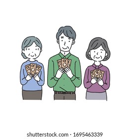 Illustration of people receiving money