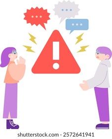 Illustration of people receiving a warning