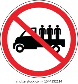 illustration of People riding in the back of truck bed forbidden sign traffic laws