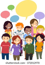Illustration of People Saying Their Opinions Through Speech Bubbles