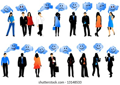 Illustration of people and smiles