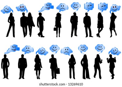 Illustration of people and smiles