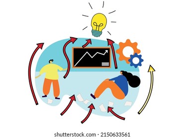 
illustration, people solve business processes