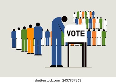 Illustration of people stand in a queue to cast vote. Concept for election in India