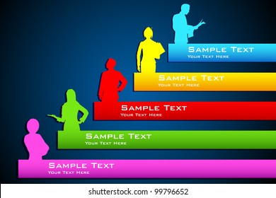 illustration of people standing on growing bar graph