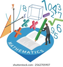 Illustration of people studying mathematics