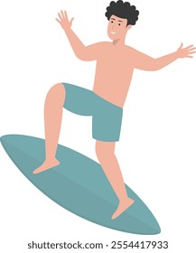Illustration of People Surfing Activities. Vector Character in Flat Cartoon Style