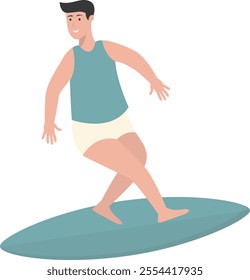 Illustration of People Surfing Activities. Vector Character in Flat Cartoon Style