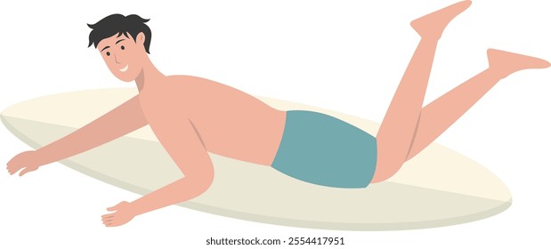 Illustration of People Surfing Activities. Vector Character in Flat Cartoon Style