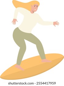 Illustration of People Surfing Activities. Vector Character in Flat Cartoon Style