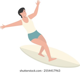 Illustration of People Surfing Activities. Vector Character in Flat Cartoon Style