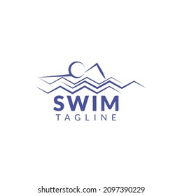 Illustration of people swimming in the water. Swim logo suitable for event logo etc.   