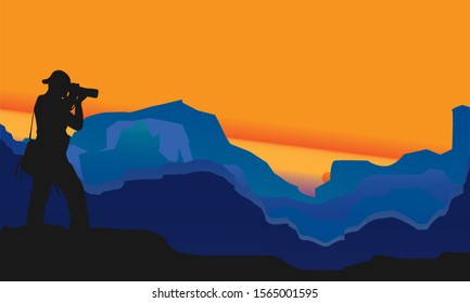 illustration of people taking portraits of nature