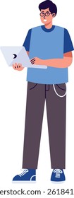 Illustration of People with Technology Devices. Flat Cartoon Vector Character.