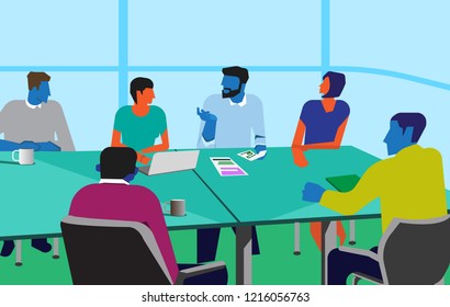 illustration of people that discussing their work 
