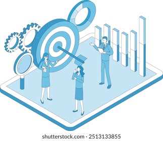Illustration of people thinking about business targets