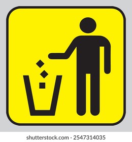 Illustration of people throwing garbage, the icon of throwing garbage in place 